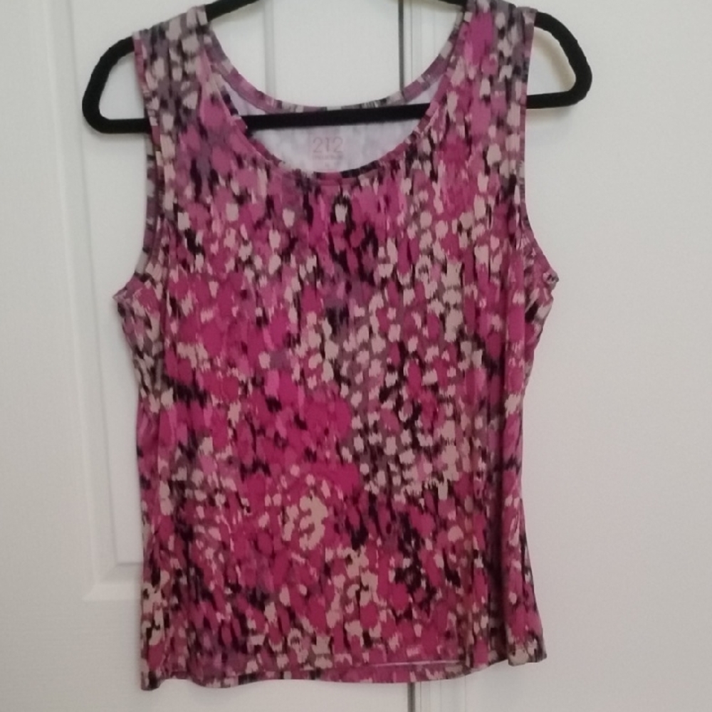 212 Collection Pink and Black Patterned Tank Top